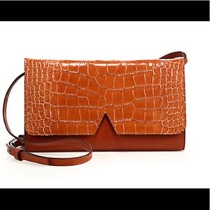 Vince Sig V Croc Embossed Leather Crossbody Wallet